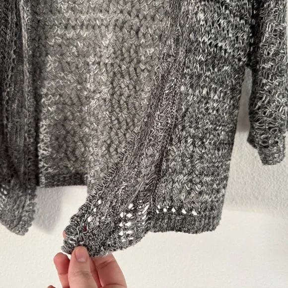 Dress Barn Open Knit Texture Cardigan Gray M Boho Coastal Cottage Transitional - Picture 3 of 9
